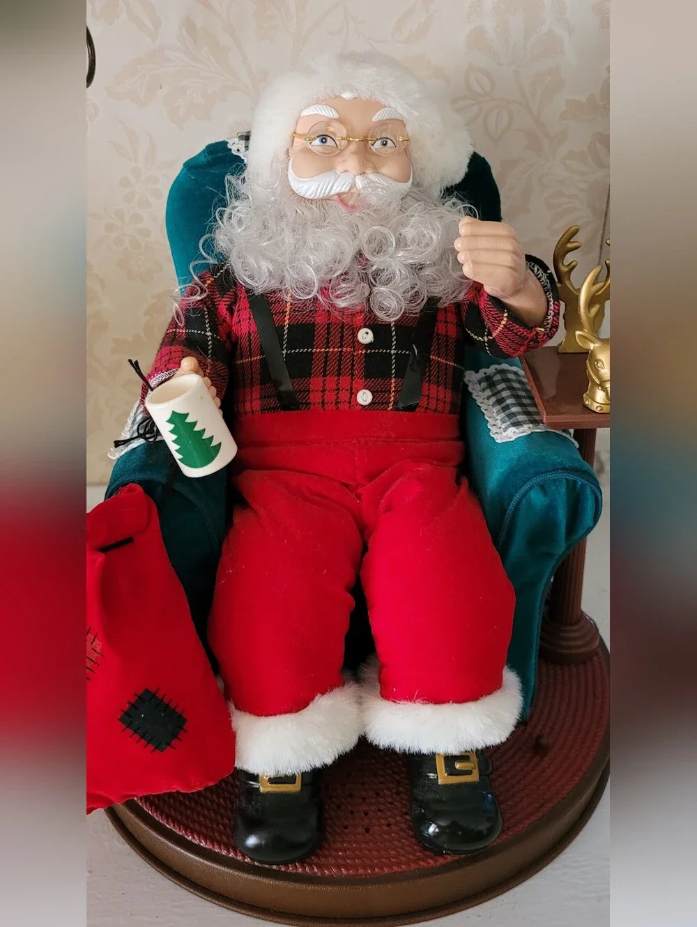 Vtg Collectible Santa. Moving Parts W/3 Books.  Battery Operated
